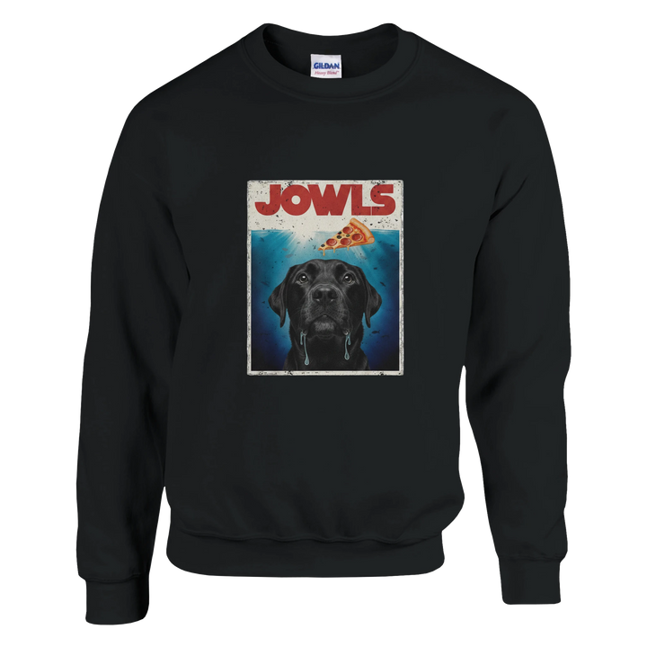 Black - Jowls Black Lab sweatshirt, plain front view on white