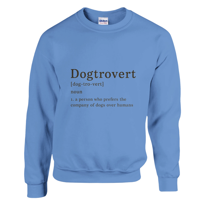 Carolina Blue - Dogtrovert sweatshirt, plain front view on white