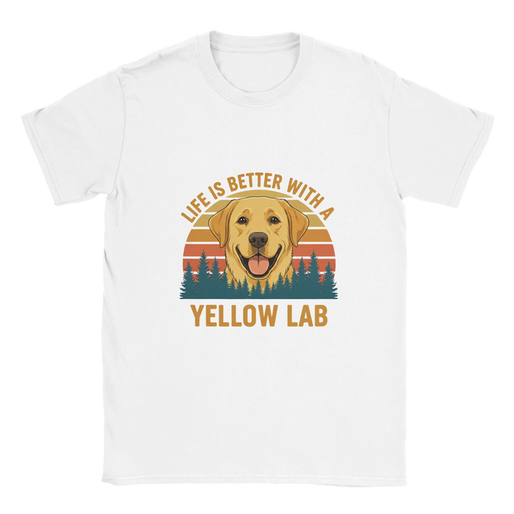 White - Life Is Better With a Yellow Lab tee, plain front view on white