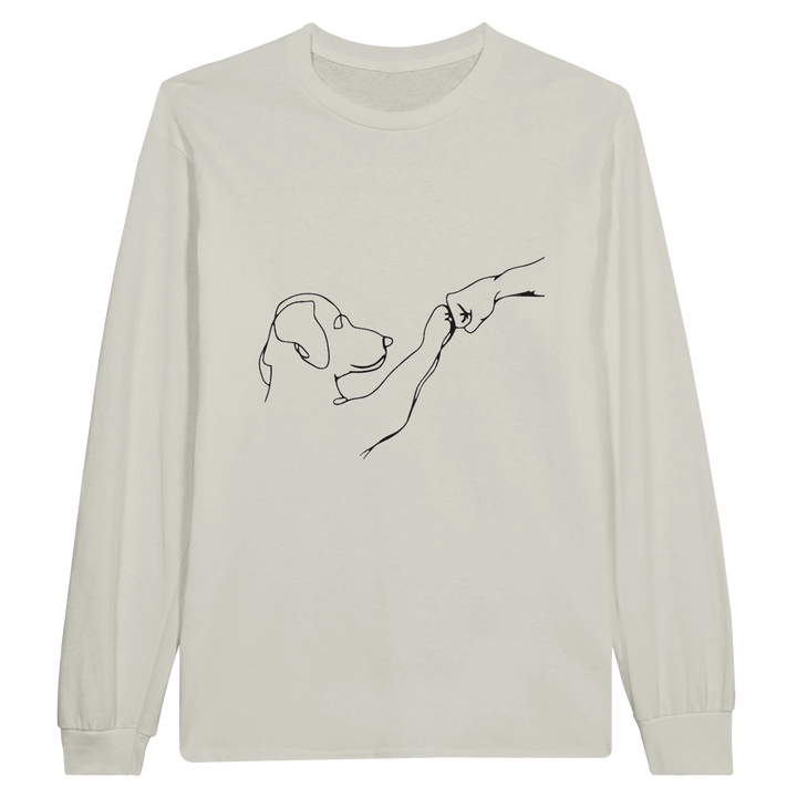 Ash - Dog Fist Bump long sleeve tee, plain front view on white