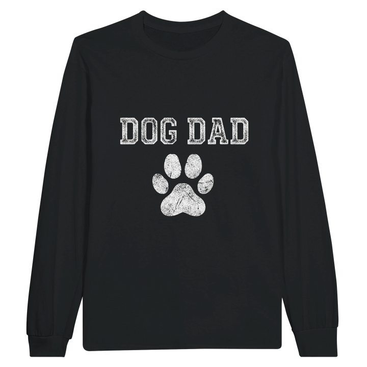Black - Dog Dad long sleeve tee, plain front view on white