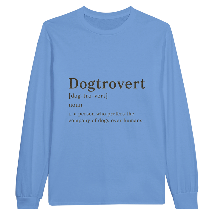 Carolina Blue - Dogtrovert long sleeve tee, plain front view on white
