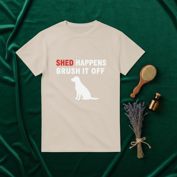 Cream - Shed Happens tee, flat lay