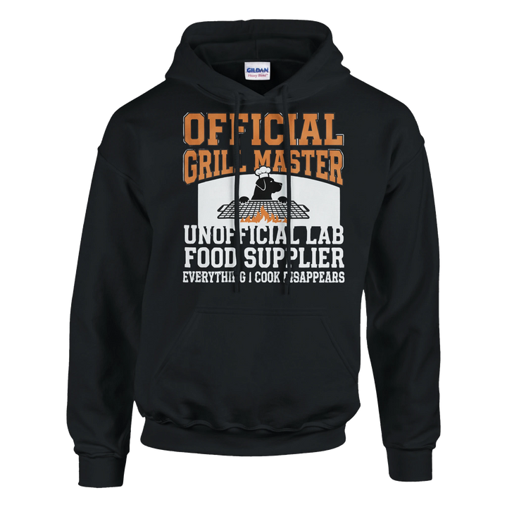 Black - Official Grill Master Lab hoodie, plain front view on white