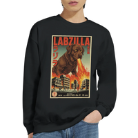 Load image into Gallery viewer, Black - Labzilla sweatshirt, worn by a man, plain light background
