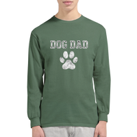 Load image into Gallery viewer, Military Green - Dog Dad long sleeve tee, worn by a man, plain light background
