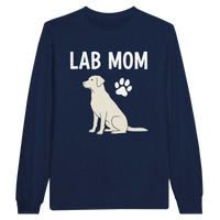 Load image into Gallery viewer, Navy - Lab Mom long sleeve tee, plain front view on white
