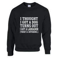Load image into Gallery viewer, Black - I Thought I Got a Dog sweatshirt, plain front view on white
