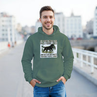 Load image into Gallery viewer, Military Green - My Hunting Partner Has Four Legs hoodie, worn by a smiling man outdoors
