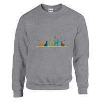 Load image into Gallery viewer, Graphite Heather - Mid-Century Modern Dogs sweatshirt, plain front view on white
