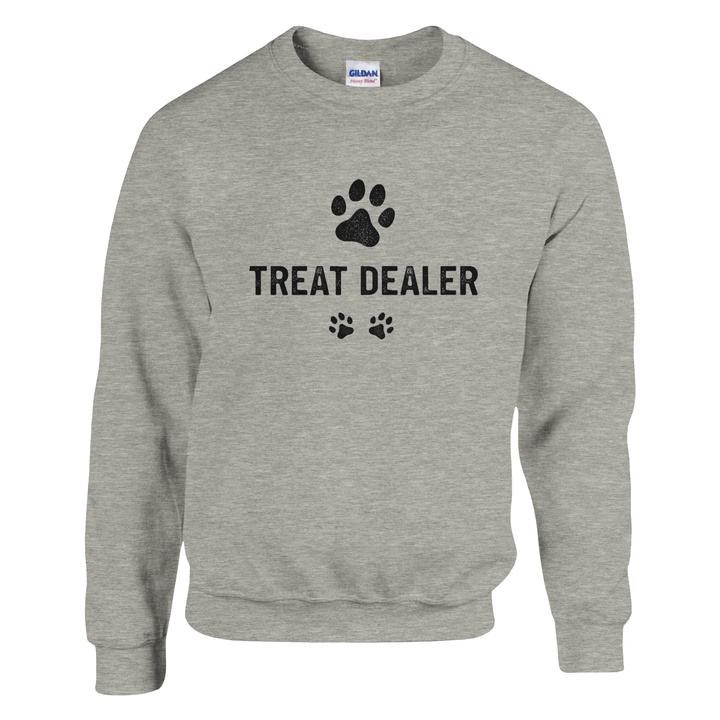 Ash - Treat Dealer sweatshirt, plain front view on white