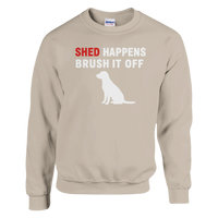 Load image into Gallery viewer, Sand - Shed Happens sweatshirt, plain front view on white
