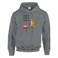 Load image into Gallery viewer, Sport Grey - Never Drink Alone hoodie, plain front view on white
