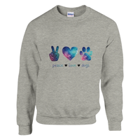 Load image into Gallery viewer, Ash - Peace Love Dogs sweatshirt, plain front view on white
