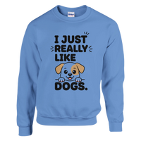 Load image into Gallery viewer, Carolina Blue - I Just Really Like Dogs sweatshirt, plain front view on white
