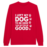 Load image into Gallery viewer, Red - I Left My Dog To Be Here long sleeve tee, plain front view on white
