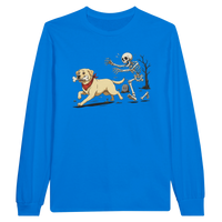 Load image into Gallery viewer, Royal - Dog Stealing Bone Halloween long sleeve tee, plain front view on white
