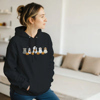 Load image into Gallery viewer, Black - Dog Ghost Halloween hoodie, worn by a woman sitting on a couch in a living room
