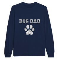 Load image into Gallery viewer, Navy - Dog Dad long sleeve tee, plain front view on white
