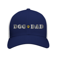Load image into Gallery viewer, Navy/White - Dog Dad trucker hat, front view on white

