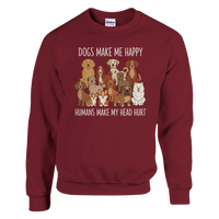 Load image into Gallery viewer, Garnet - Dogs Make Me Happy sweatshirt, plain front view on white
