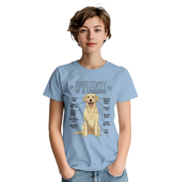 Load image into Gallery viewer, Light Blue - Anatomy of a Yellow Labrador tee, worn by a woman, plain light background
