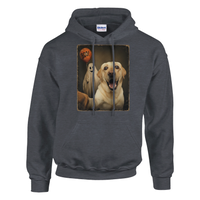 Load image into Gallery viewer, Dark Heather - Ghost Selfie Boo Dog hoodie, plain front view on white
