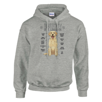 Load image into Gallery viewer, Ash - Anatomy of a Yellow Lab hoodie, plain front view on white
