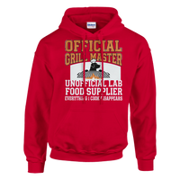 Load image into Gallery viewer, Red - Official Grill Master Lab hoodie, plain front view on white
