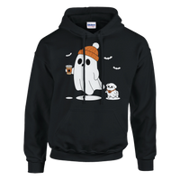 Load image into Gallery viewer, Black - Ghost Walking Ghost Dog hoodie, plain front view on white
