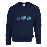 Load image into Gallery viewer, Navy - Peace Love Dogs sweatshirt, plain front view on white
