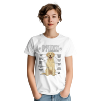 Load image into Gallery viewer, White - Anatomy of a Yellow Labrador tee, worn by a woman, plain light background
