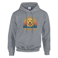 Load image into Gallery viewer, Graphite Heather - Life Is Better With a Yellow Lab hoodie, plain front view on white
