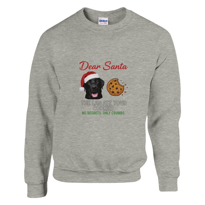 Ash - Dear Santa Lab sweatshirt, plain front view on white