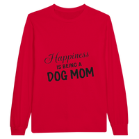 Load image into Gallery viewer, Red - Happiness Is Being a Dog Mom long sleeve tee, plain front view on white
