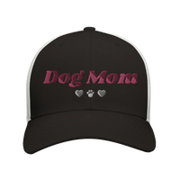 Load image into Gallery viewer, Black/White - Dog Mom trucker hat, front view on white
