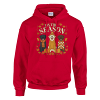Load image into Gallery viewer, Red - Tis the Season Fall Labs hoodie, plain front view on white
