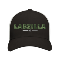 Load image into Gallery viewer, Black/White - Labzilla trucker hat, front view on white
