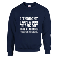 Load image into Gallery viewer, Navy - I Thought I Got a Dog sweatshirt, plain front view on white
