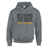 Load image into Gallery viewer, Sport Grey - My Lab Runs This House hoodie, plain front view on white
