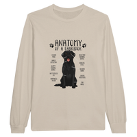 Load image into Gallery viewer, Sand - Anatomy of a Black Lab long sleeve tee, plain front view on white
