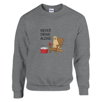 Load image into Gallery viewer, Sport Grey - Never Drink Alone sweatshirt, plain front view on white

