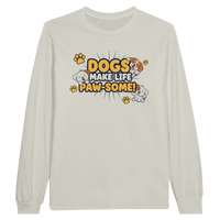 Load image into Gallery viewer, Ash - Dogs Make Life Paw-some long sleeve tee, plain front view on white
