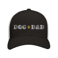 Load image into Gallery viewer, Black/White - Dog Dad trucker hat, front view on white
