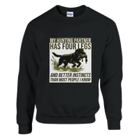 Load image into Gallery viewer, Black - My Hunting Partner Has Four Legs sweatshirt, plain front view on white
