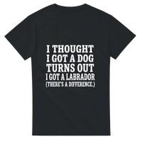 Load image into Gallery viewer, Black - I Thought I Got a Dog tee, plain front view on white
