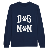 Load image into Gallery viewer, Navy - Dog Mom long sleeve tee, plain front view on white
