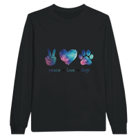 Load image into Gallery viewer, Black - Peace Love Dogs long sleeve tee, plain front view on white
