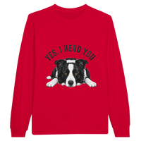 Load image into Gallery viewer, Red - Yes I Herd You Border Collie long sleeve tee, plain front view on white
