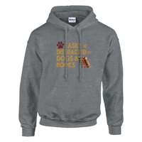 Load image into Gallery viewer, Sport Grey - Easily Distracted by Dogs and Books hoodie, plain front view on white
